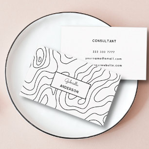 Cartão De Visita Nome do Script do Monograma do Padrão de Linha Pre