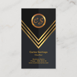 Cartão De Visita Nome Dourado Elegante inicia Monograma Chauffeur