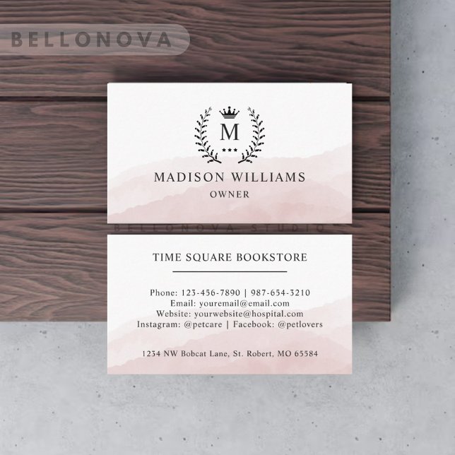 Cartão De Visita Nome e & Nome Iniciais Personalizados Cor - de- Ro (Criador carregado)