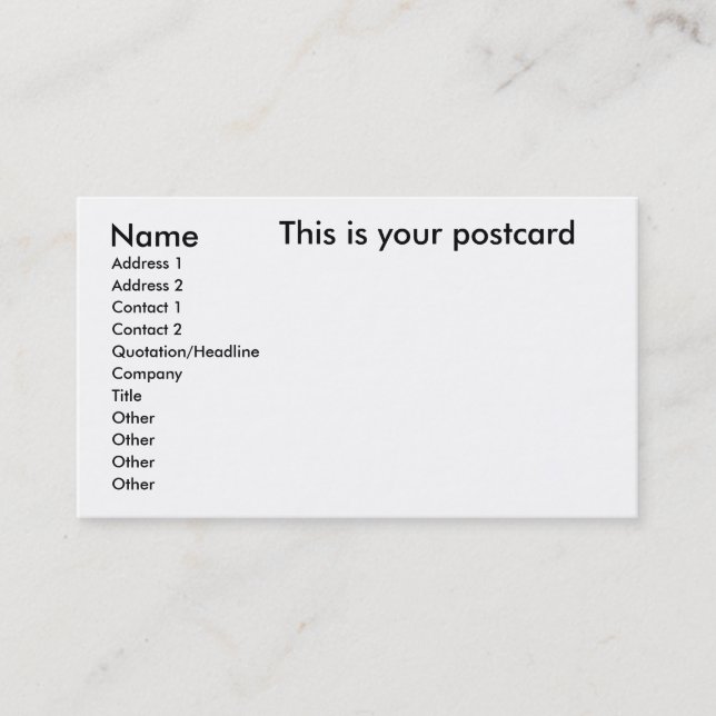 Cartão De Visita Nome, endereço 1, endereço 2, contato 1, contato… (Frente)