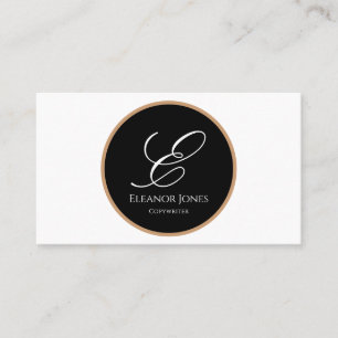 Cartão De Visita Nome inicial branco, preto e Dourado personalizado