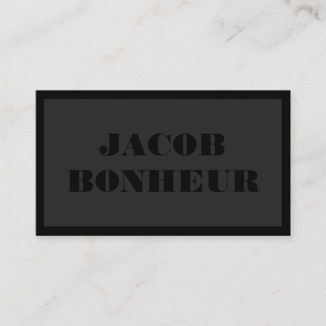 Cartão De Visita Nome Moderno Profissional | Cinzas escuras e preta (Frente)