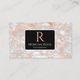 Cartão De Visita Nome/Monograma, Código QR, Cinza/mármore Dourado R