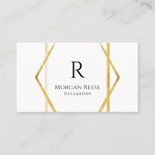 Cartão De Visita Nome & Monograma, Código QR, Design Dourado Unigue