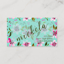Nome Personalizado Aquarela Floral Rosa e Água