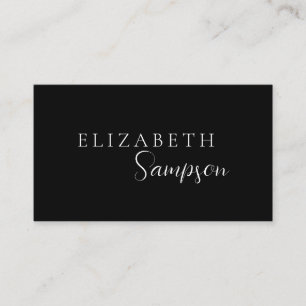 Cartão De Visita Nome Personalizado de Script Simples Preto