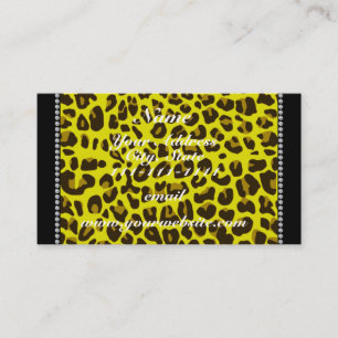Cartão De Visita Nome personalizado padrão leopardo amarelo