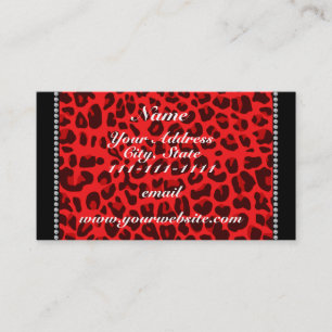 Cartão De Visita Nome personalizado padrão leopardo vermelho