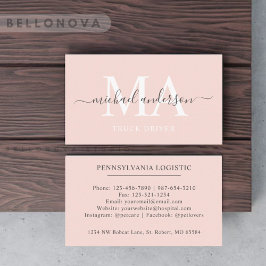 Cartão De Visita Nome personalizado Pálido Pêssego Rosa Branco Mono