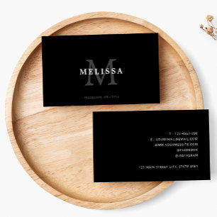 Cartão De Visita Nome preto elegante moderno, branco, limpo, simple