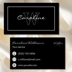 Cartão De Visita Nome simples e elegante monograma branco branco pr