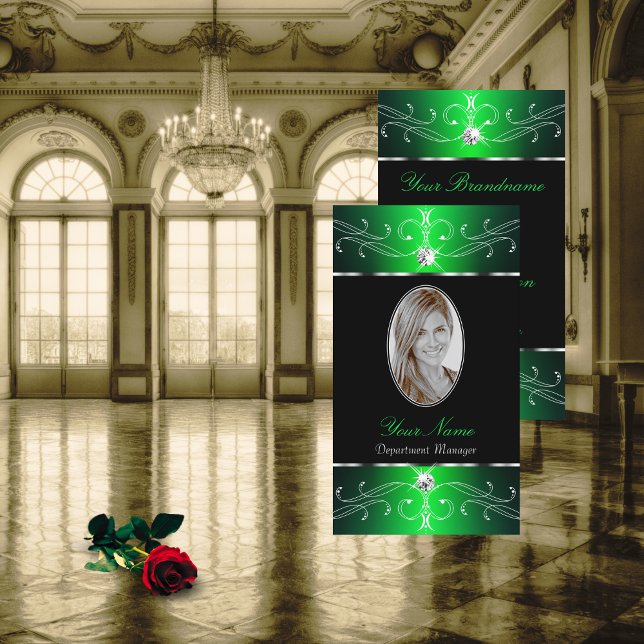 Cartão De Visita Nomes de Ornamentado Verde Preto Excelentes Adicio (Criador carregado)