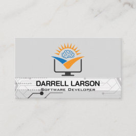 Cartão De Visita Nós de tecnologia | Logotipo do computador cérebro