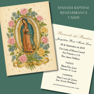 Cartão De Visita Nossa Senhora de Guadalupe Batismo Espanhol Sagrad