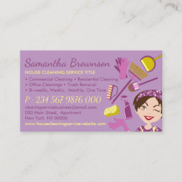 Cartão De Visita Nota Amarela Púrpura Lado Janitorial Limpeza