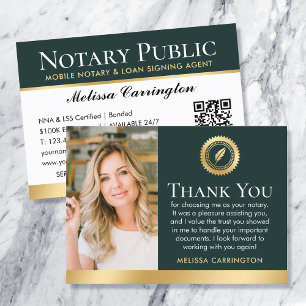 Cartão De Visita Nota de Agradecimento de Notário Elegante Foto Ver