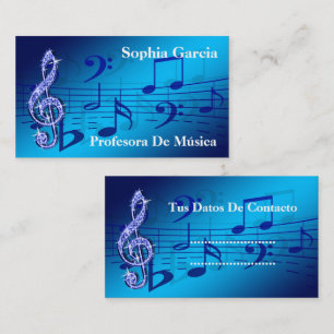 Cartão De Visita Nota Musical De Cor Azul Brilhante