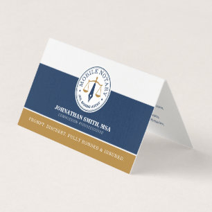 Cartão De Visita Notário Móvel Assinatura Legal Presídio Navy Gold