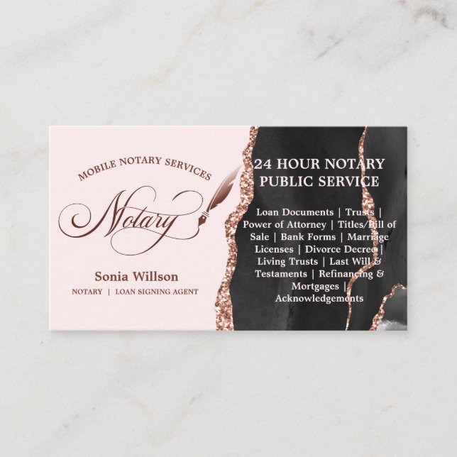Cartão De Visita Notário móvel e agente de assinatura de empréstimo (Frente)