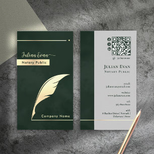 Cartão De Visita Notário Público com Caneta Dourada Esmeralda Verde