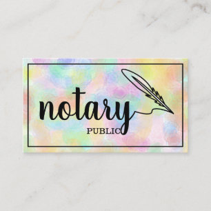 Cartão De Visita Notário Público Elegante Script Simples Preto & Br