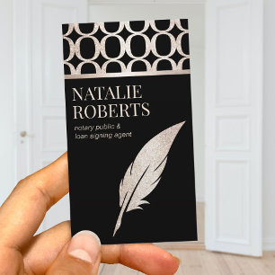 Cartão De Visita Notary Loan Signal Agent Luxury Dourado Quill Cane