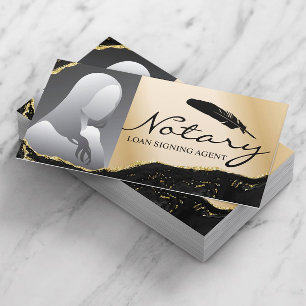 Cartão De Visita Notary Loan Signal Agent Modern Dourado Agate Foto