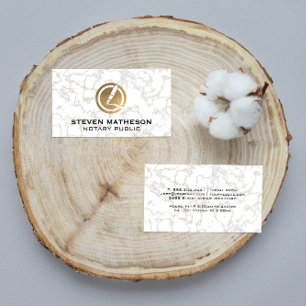 Cartão De Visita Notary Pen   Gold Foil Marble