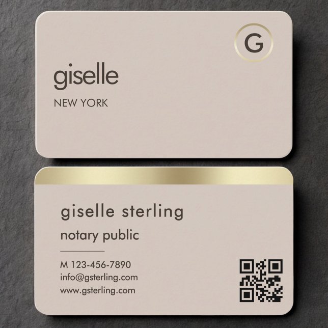 Cartão De Visita Notary Public Neutral Gold QR Code (Criador carregado)