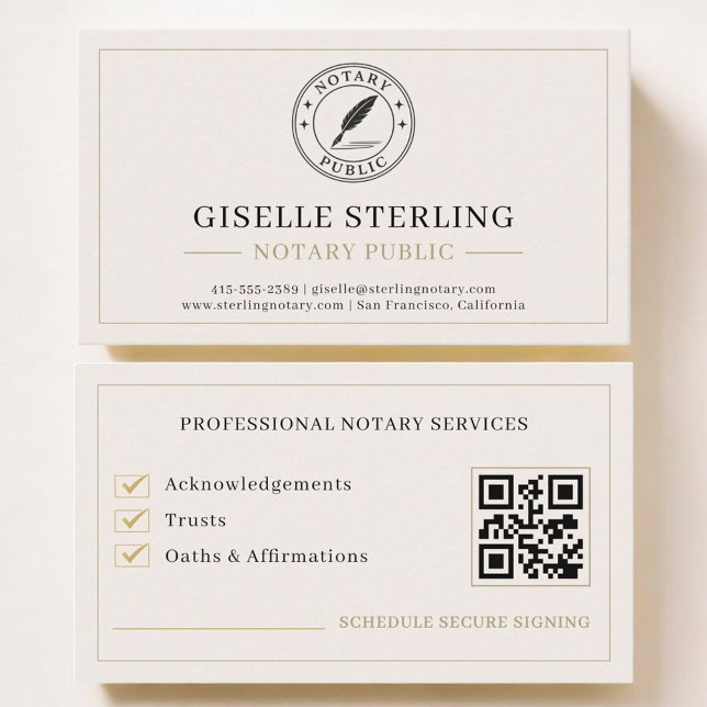 Cartão De Visita Notary Public QR Code Professional (Criador carregado)