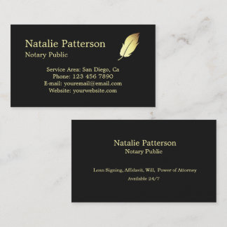Cartão De Visita Notary Services Black Modern Business Card