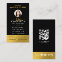 Notary Signing Agent Black Gold Photo QR Code