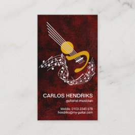 Cartão De Visita Notas De Música Flutuantes Guitarra Riffs Red Grun