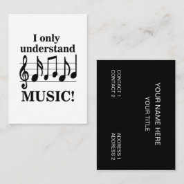 Cartão De Visita Notas Musicais em Preto e Branco Profissão Musical