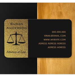 Cartão De Visita Notícia de advogado negro e dourado