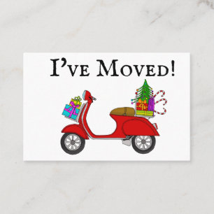 Cartão De Visita Novo patinete vermelho de endereço com presentes d