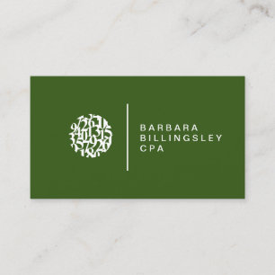 Cartão De Visita Números Modernos - Linguista de Logotipo Verde Es