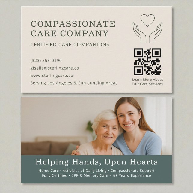 Cartão De Visita Nursing & Senior Support QR Code (Criador carregado)