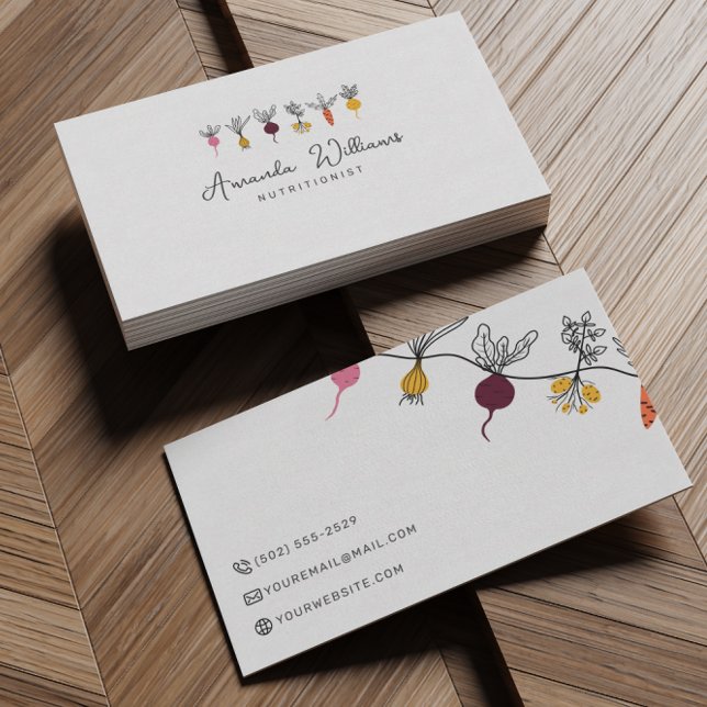 Cartão De Visita Nutricionista Chef Pessoal Veggggggg Legal Minimal (Criador carregado)