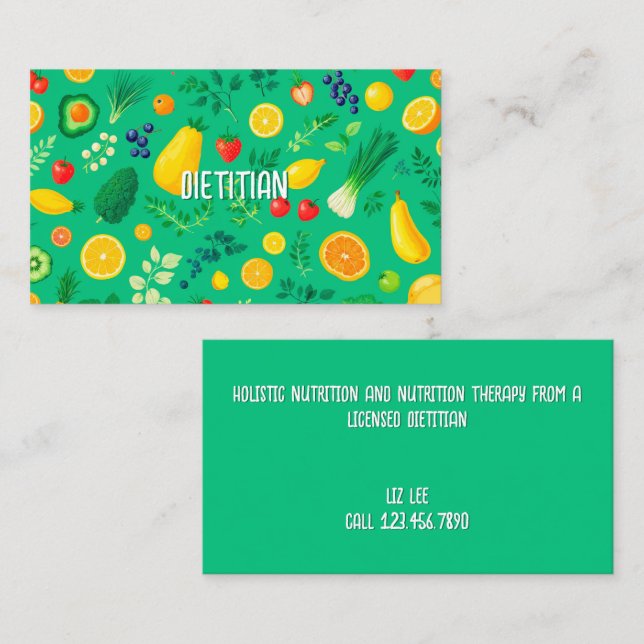 Cartão De Visita Nutricionista Dieticiano Comidas saudáveis (Frente/Verso)