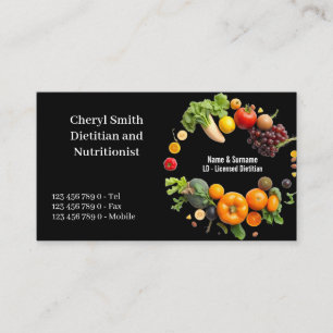 Cartão De Visita Nutricionista Dietista foto colorida de frutas e l