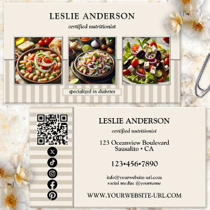 Cartão De Visita Nutricionista Dietista Foto Fashion Coach de Saúde