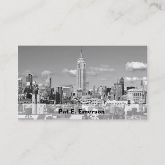 Cartão De Visita NYC Skyline Puffy Clouds ESB NYC BW