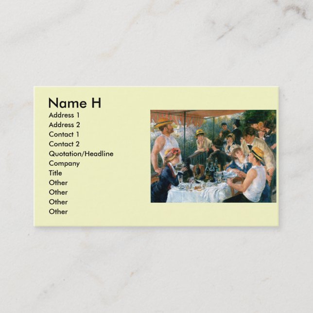 Cartão De Visita O almoço de Renoir do partido do barco (1881) (Frente)