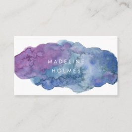 Cartão De Visita O azul moderno da escova da aguarela da arte