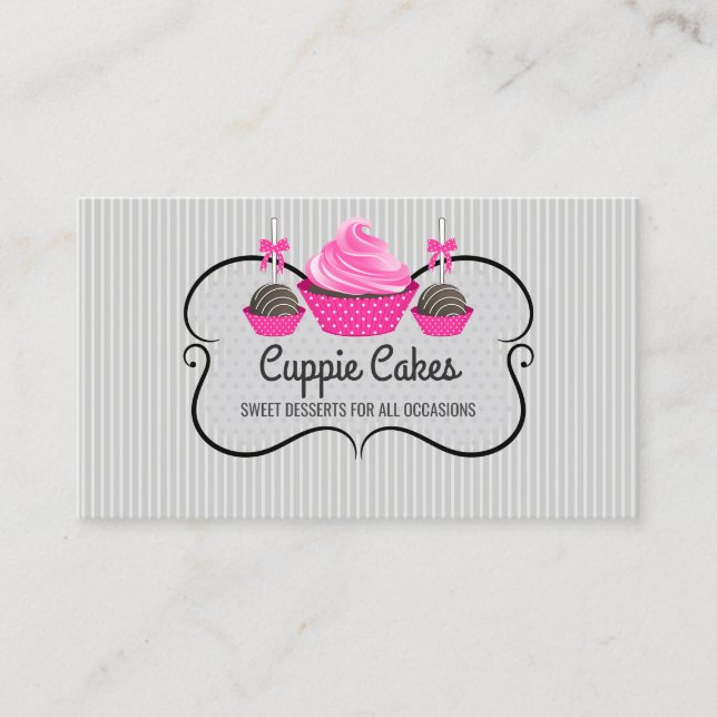 Cartão De Visita O bolo elegante do cupcake estala o cozimento (Frente)