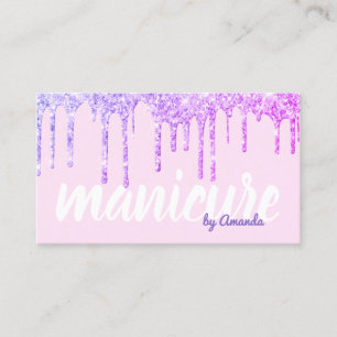 Cartão De Visita O brilho púrpura moderno bonito pega a manicura 