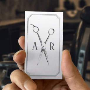 Cartão De Visita O cabeleireiro retro Scissor a planície do