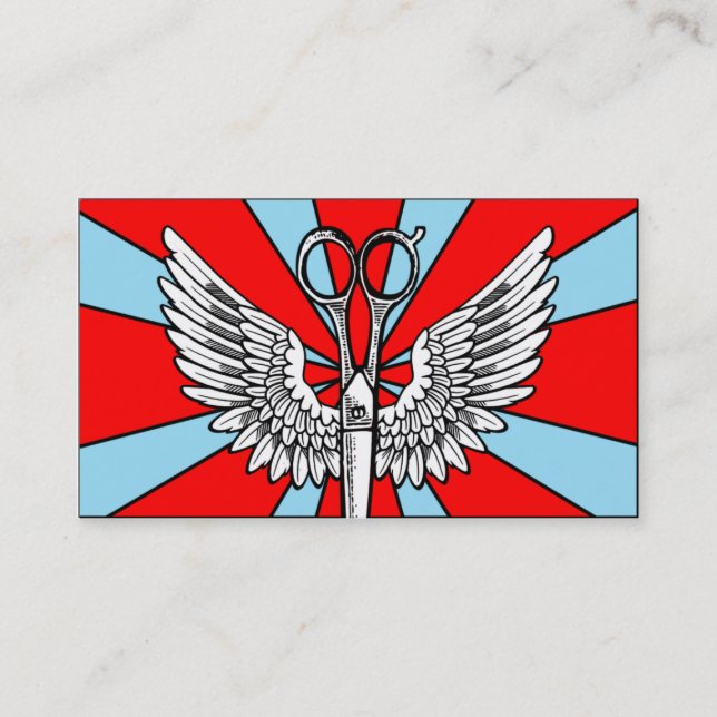 Cartão De Visita o cabeleireiro scissors o cosmo retro do tatuagem (Frente)