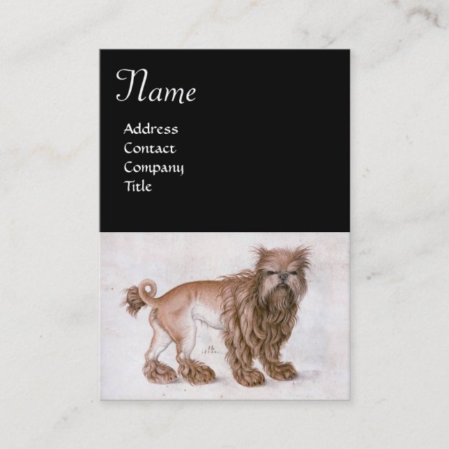 Cartão De Visita O CÃO / Affenpinscher, branco preto (Frente)